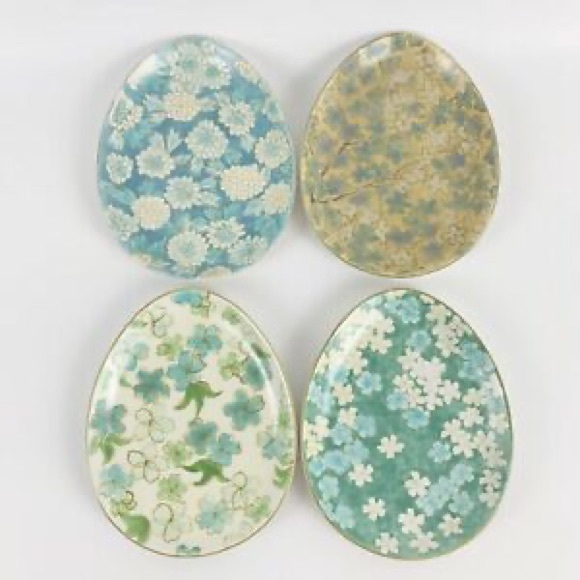 Pottery Barn Happy Easter Floral Egg Shaped Brunch Luncheon Plate Set 🐣🐇 - Picture 3 of 17